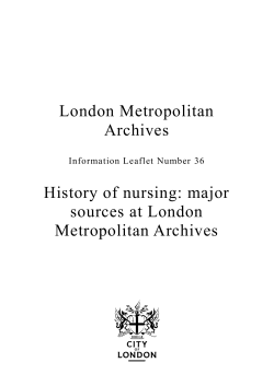 History of nursing - major sources in London Metropolitan Archives