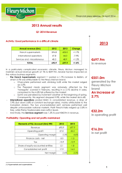 2013 Annual results &euro;697.9m &euro;551.0m An increase
