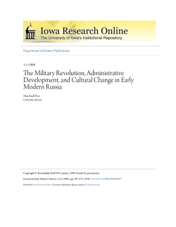 The Military Revolution, Administrative Development, and Cultural