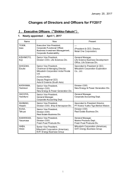 Changes of Directors and Officers for FY2017