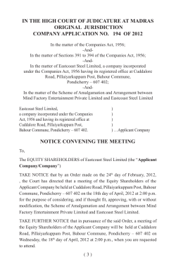 Scheme of Proposed Amalgamation