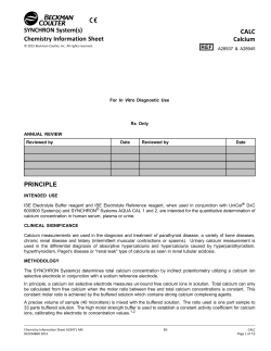 Chemistry Information Sheet Calcium