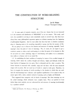 THE CONSTRUCTION OF WORD-MEANING STRUCTURE - S
