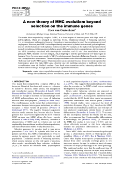 A new theory of MHC evolution - Proceedings of the Royal Society B