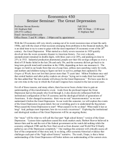 Economics 450 Senior Seminar: The Great Depression