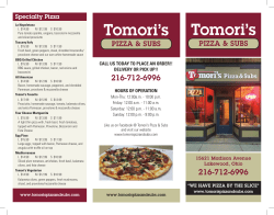 Menu - Tomori`s Pizza