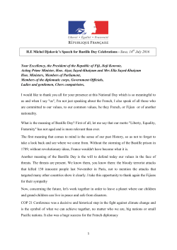 H.E Michel Djokovic`s Speech for Bastille Day Celebrations