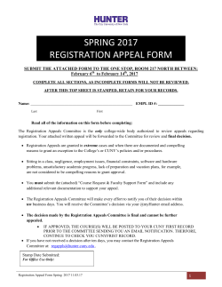 spring 2017 registration appeal form - Hunter College