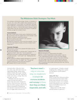 The Withdrawn Child: Strategies That Work Teachers need to rely on
