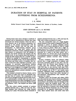 duration of stay in hospital of patients suffering from schizophrenia
