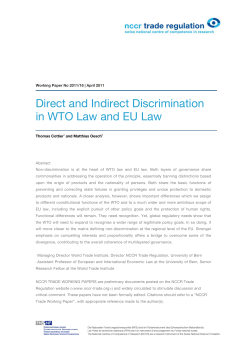 Direct and Indirect Discrimination in WTO Law and EU Law