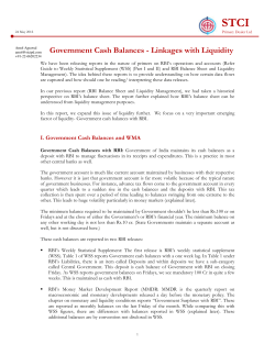 Government Cash Balances - Linkages with Liquidity