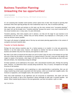 Business Transition Planning: Unleashing the tax