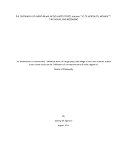 i THE GEOGRAPHY OF HYPOTHERMIA IN THE UNITED STATES