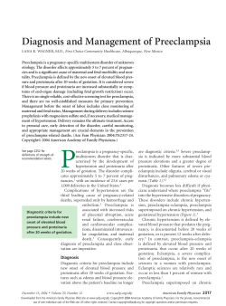 Diagnosis and Management of Preeclampsia