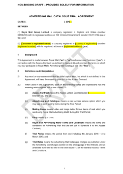 NON-BINDING DRAFT &ndash; PROVIDED SOLELY FOR INFORMATION