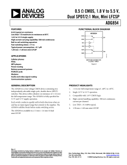 ADG854 0.5 &Omega; CMOS, 1.8 V to 5.5 V, Dual SPDT/2:1 Mux