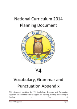 PBE Year 4 Vocabulary, Grammar and Punctuation Appendix