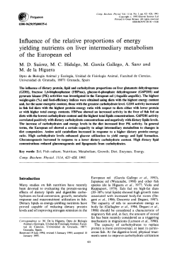 Influence of the relative proportions of energy liver intermediary