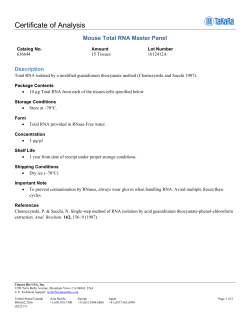 Mouse Total RNA Master Panel Certificate of Analysis