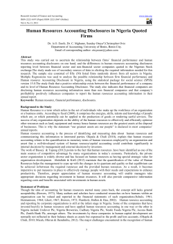 Human Resources Accounting Disclosures in Nigeria Quoted Firms