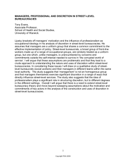 Managers, Professional and Discretion in Street
