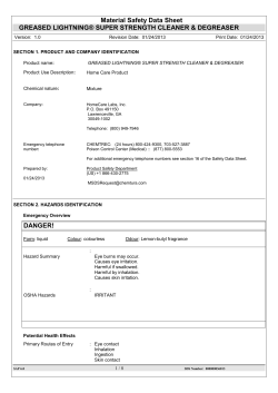Material Safety Data Sheet GREASED LIGHTNING