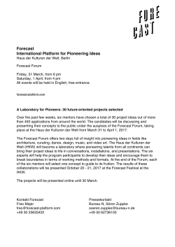 Forecast International Platform for Pioneering Ideas