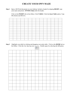 Step 1 Build a table 14x14 using table creation icon in Standard