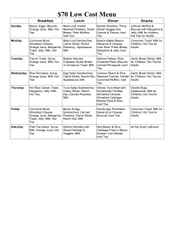70 Low Cost Menu - Prepare Northwest