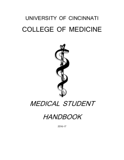 Student Handbook - University of Cincinnati College of Medicine