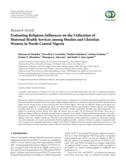 Evaluating Religious Influences on the Utilization of Maternal Health