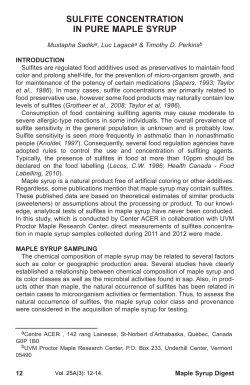 Sulfite in Maple Syrup - University of Vermont
