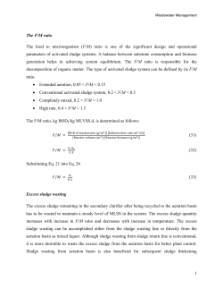 1 The F/M ratio The food to microorganism (F/M