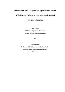 Impact of CPEC Projects on Agriculture Sector of Pakistan