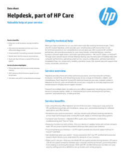 Helpdesk, part of HP Care data sheet - US English