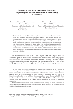 Examining the Contributions of Perceived Psychological Need