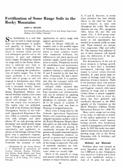 Fertilization of Some Range Soils in the Rocky Mountains