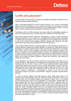 Is DNA still patentable?
