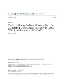 The Role of Private Intellectual Property Rights in Markets for Labor
