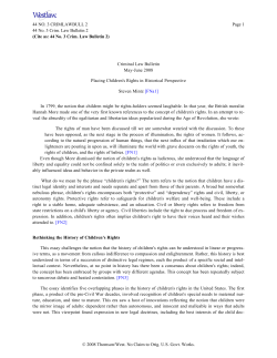 Placing Children`s Rights in Historical Perspective