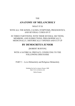 ANATOMY OF MELANCHOLY BY DEMOCRITUS JUNIOR