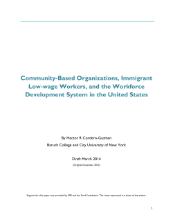 Community-Based Organizations, Immigrant Low-wage