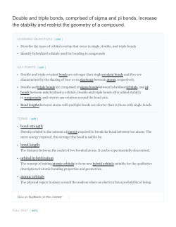 Double and triple bonds, comprised of sigma and pi