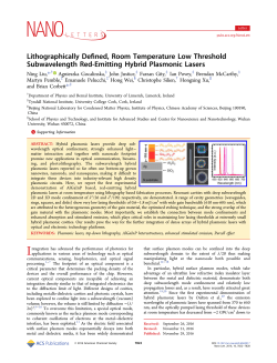 Lithographically Defined, Room Temperature Low Threshold