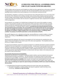 guidelines for special accommodations for exam takers