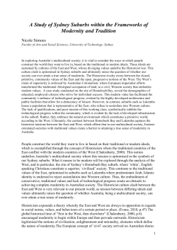 A Study of Sydney Suburbs within the Frameworks of Modernity and