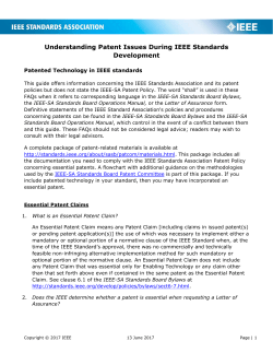 Understanding Patent Issues - The IEEE Standards Association