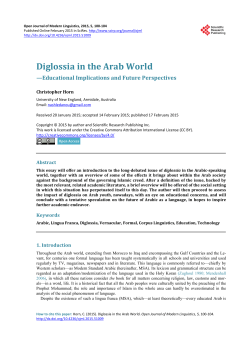 Diglossia in the Arab World - Scientific Research Publishing