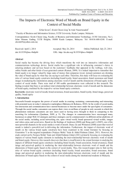 The Impacts of Electronic Word of Mouth on Brand Equity in the